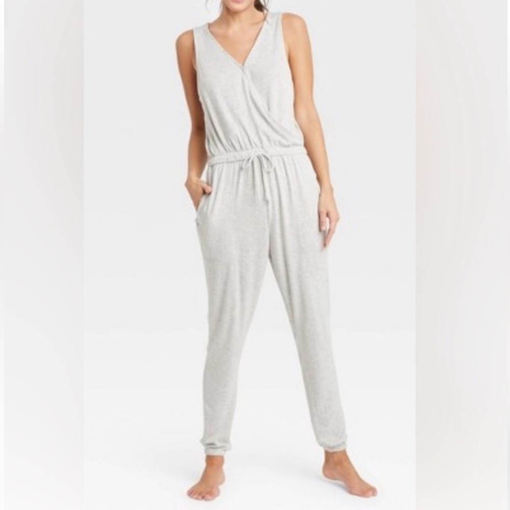 Barefoot Dreams Malibu Jumpsuit Cream Light Gray  Sleeveless Jumpsuit- Medium